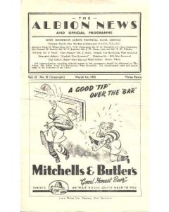 West Bromwich Albion vChelsea official programme 01/03/1952