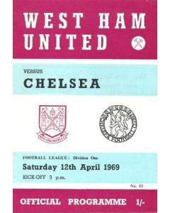 West Ham United vChelsea official programme 12/04/1969