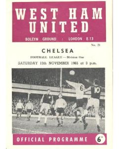 West Ham United vChelsea official programme 13/11/1965