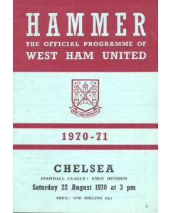West Ham United vChelsea official programme 22/08/1970