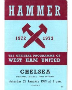 West Ham United vChelsea official programme 27/01/1973