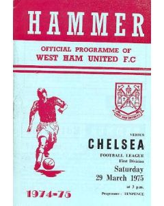 West Ham United vChelsea official programme 29/03/1975
