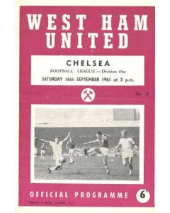 West Ham United vChelsea official programme 16/09/1961