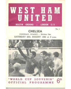 West Ham United vChelsea official programme 20/08/1966