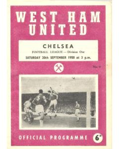 West Ham United vChelsea official programme 20/09/1958