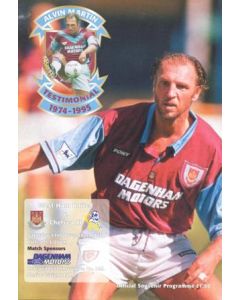 West Ham United vChelsea XI official programme 11/11/1995 Alvin Martin Testimonial Match