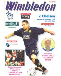 Wimbledon vChelsea official programme 01/12/1998 Worthington Cup
