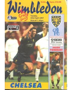 Wimbledon vChelsea official programme 22/04/1997 Carling Premiership