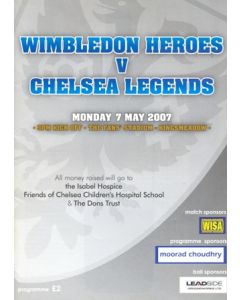 Wimbledon Heroes vChelsea Legends official programme 07/05/2007