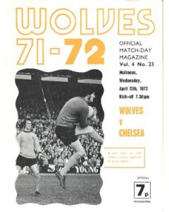 Wolverhampton Wanderers vChelsea official programme 12/04/1972