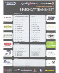 Wolverhmpton Wanderers v Chelsea 2009-2010 teamsheet