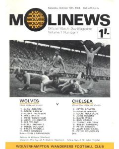 Wolverhampton Wanderers vChelsea official programme 12/10/1968