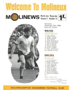 Wolverhampton vChelsea official programme 13/12/1969