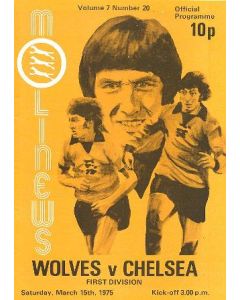 Wolverhampton Wanderers vChelsea official programme 15/03/1975