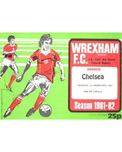 Wrexham v Chelsea FA Cup 4th Round 2nd Replay Official Football Programme 1/2/1982 