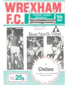 Wrexham vChelsea official programme 15/11/1980