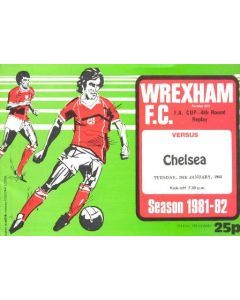 Wrexham v Chelsea FA Cup 4th Round Replay official football programme 26/01/1982 