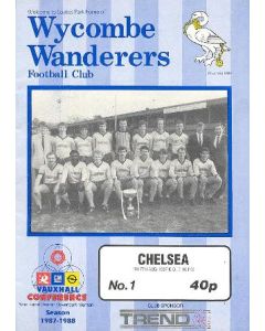 Wycombe Wanderers vChelsea official programme 07/08/1987