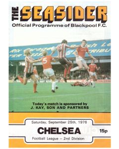 Blackpool v Chelsea Football programme for the match played on the 25th September 1976 in mint condition.