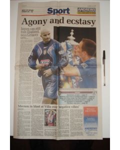 The Birmingham Post Sport newspaper of 22/05/2000, covering 2000 F.A. Cup final Aston Villa v Chelsea