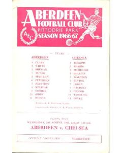 Aberdeen vChelsea official programme 02/08/1967