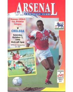 Arsenal v Chelsea official programme 03/10/1992 Premier League