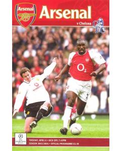 Arsenal v Chelsea official programme 06/04/2004 Champions League