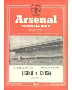 Arsenal v Chelsea official programme 06/04/1953