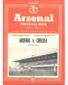 Arsenal v Chelsea official programme 08/09/1953