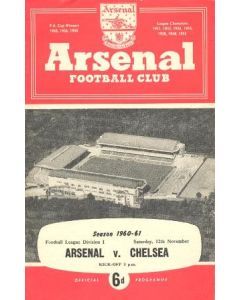 Arsenal v Chelsea official programme 12/11/1960