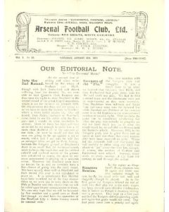 Arsenal v Chelsea official programme 14/01/1922