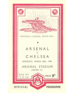Arsenal v Chelsea official programme 20/03/1948