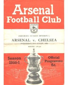 Arsenal v Chelsea official programme 23/08/1950