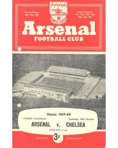 Arsenal v Chelsea official programme 24/10/1959 hole punched