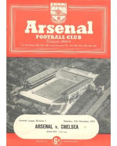Arsenal v Chelsea official programme 25/12/1954