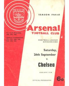 Arsenal v Chelsea official programme 26/09/1964