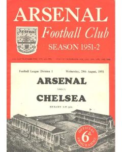 Arsenal v Chelsea official programme 29/08/1951