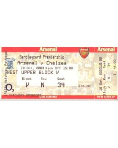 Arsenal v Chelsea ticket 18/10/2003