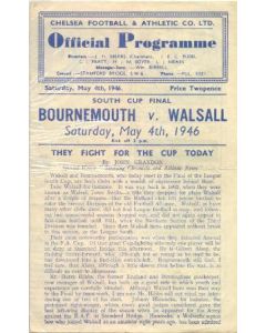 At Chelsea Bournemouth v Walsall South Cup Final official programme 04/05/1946