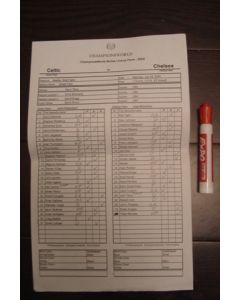 Celtic v Chelsea official handwritten teamsheet 24/07/2004 for a match played in Seattle, Washington, USA