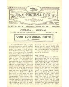 Arsenal v Chelsea official programme 15/01/1947
