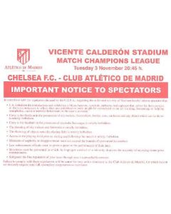 Chelsea v Atletico Madrid 03/11/2009 Important Notice to Spectators