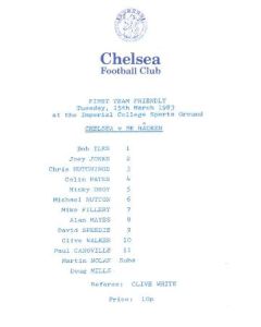 Chelsea v BK Hacken official programme 15/03/1983 friendly