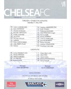 Chelsea v Charlton official teamsheet 07/05/2005
