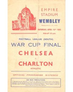 Chelsea v Charlton Athletic official programme 15/04/1944 Football League South War Cup Final