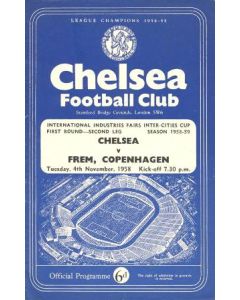 Chelsea v Frem, Copenhagen official programme 04/11/1958