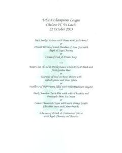 Chelsea v Lazio menu 22/10/2003
