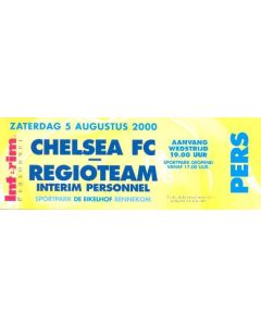 Regioteam v Chelsea yellow unused ticket 05/08/2000