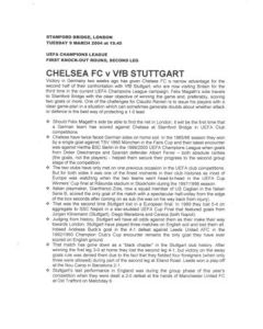 Chelsea v Stuttgart press pack 09/03/2004 Champions League