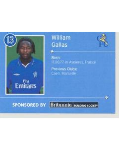 Chelsea William Gallas card of 2000-2001